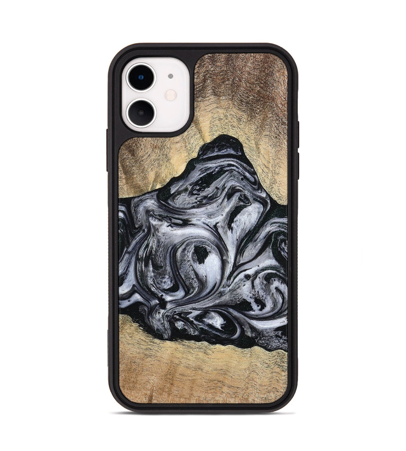 iPhone 11 Wood Phone Case - Damian (Black & White, 777149)
