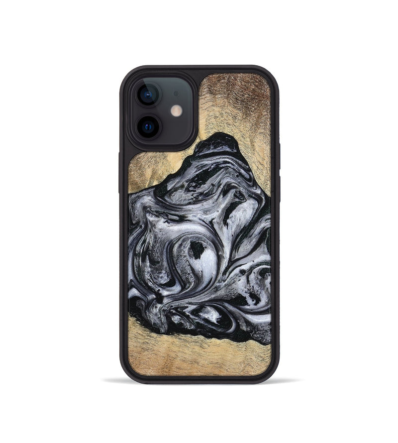 iPhone 12 mini Wood Phone Case - Damian (Black & White, 777149)