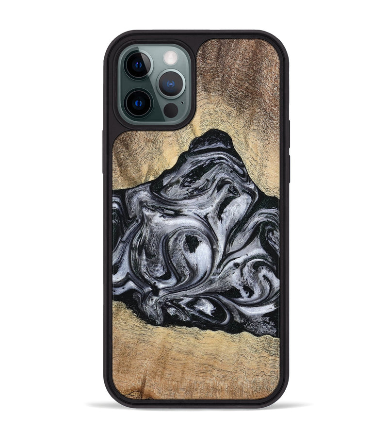 iPhone 12 Pro Max Wood Phone Case - Damian (Black & White, 777149)