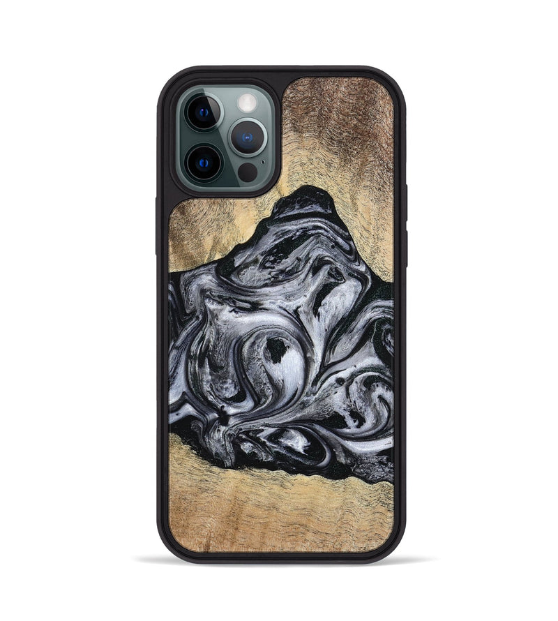 iPhone 12 Pro Wood Phone Case - Damian (Black & White, 777149)