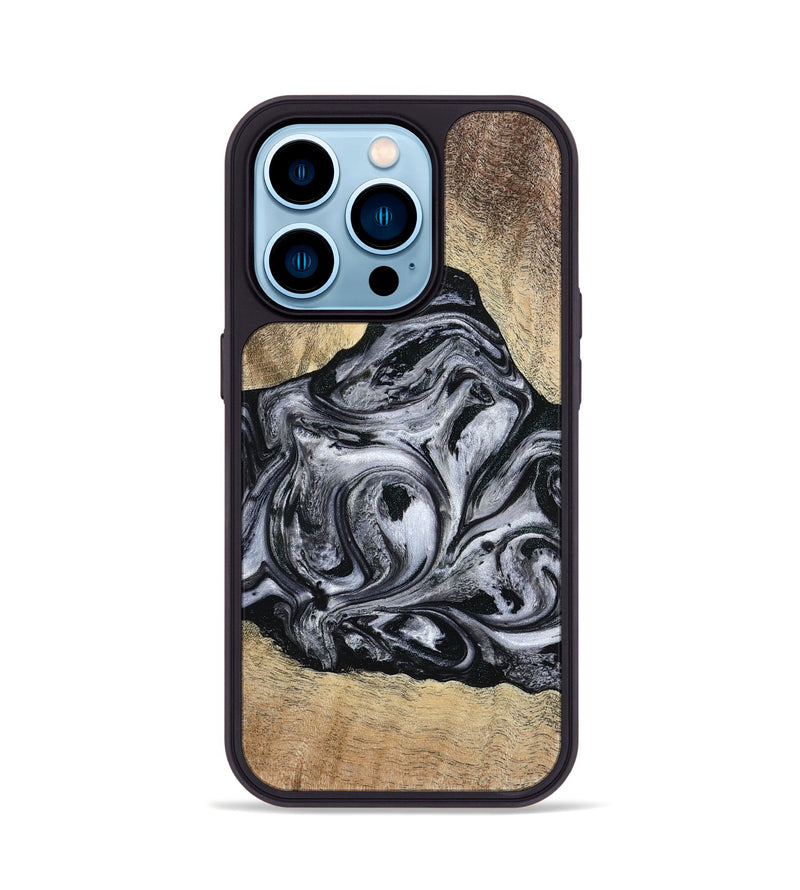 iPhone 14 Pro Wood Phone Case - Damian (Black & White, 777149)