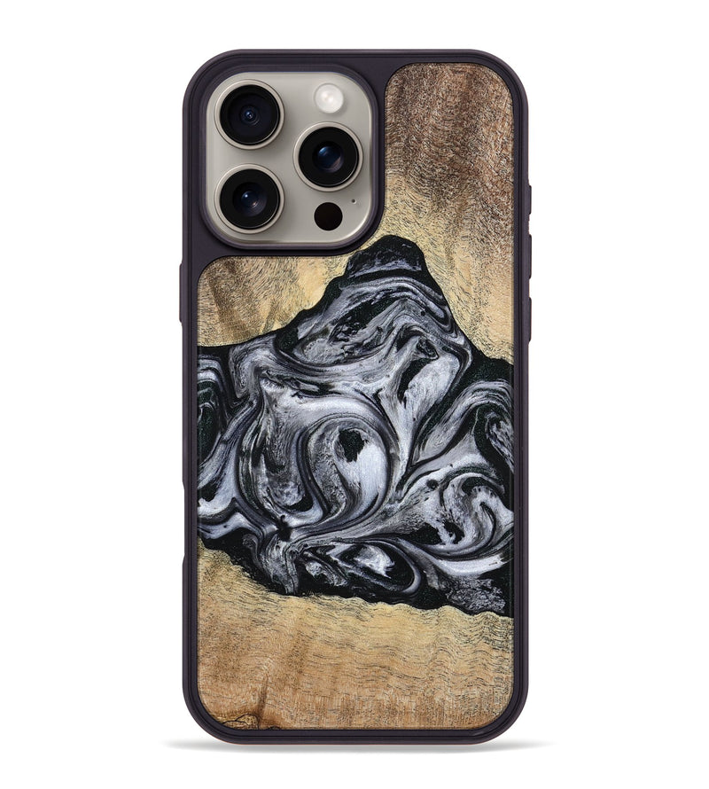 iPhone 16 Pro Max Wood Phone Case - Damian (Black & White, 777149)