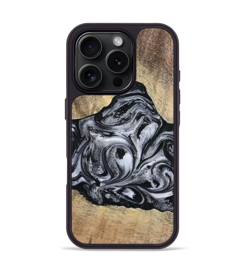 iPhone 16 Pro Wood Phone Case - Damian (Black & White, 777149)