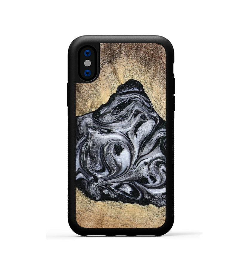 iPhone Xs Wood Phone Case - Damian (Black & White, 777149)