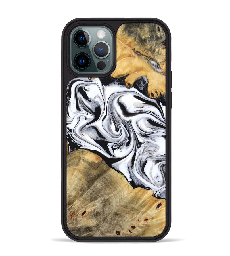 iPhone 12 Pro Max Wood Phone Case - Cayson (Black & White, 777153)