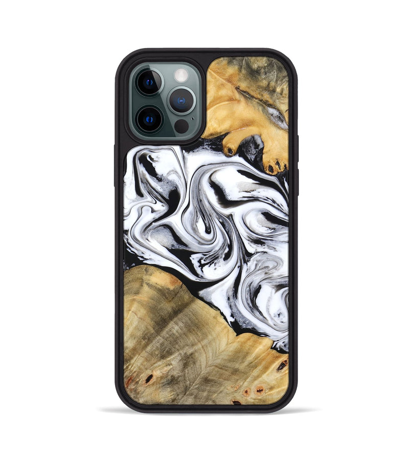 iPhone 12 Pro Wood Phone Case - Cayson (Black & White, 777153)