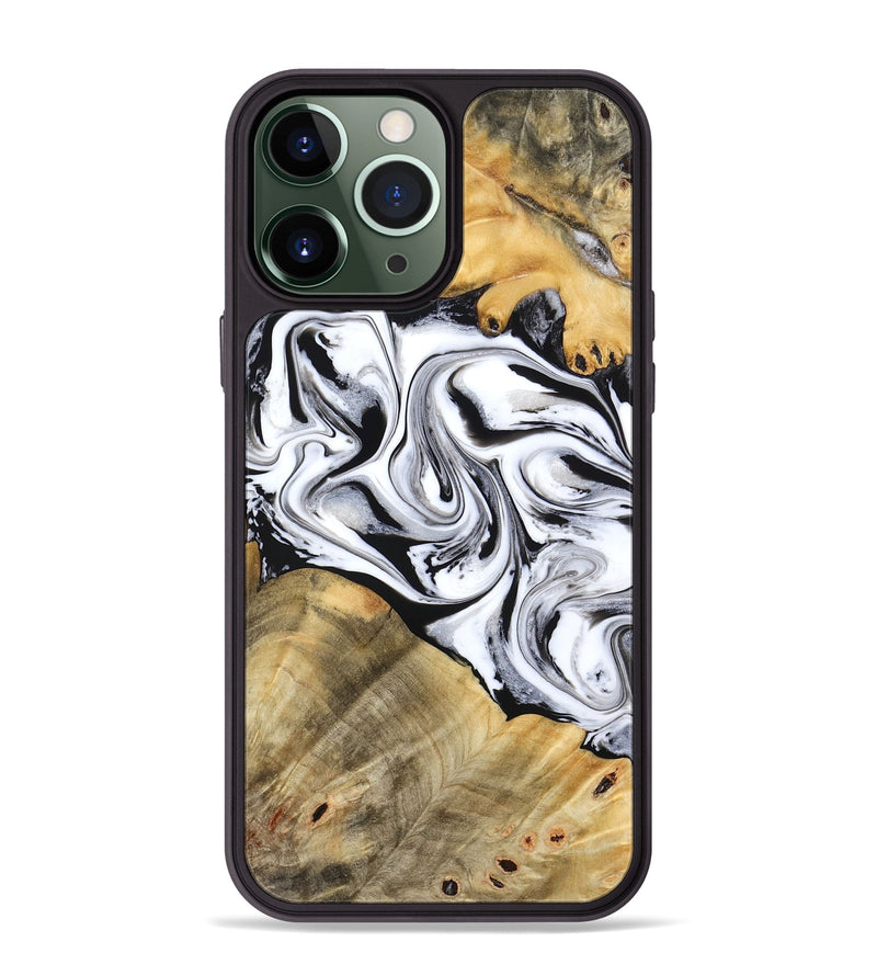 iPhone 13 Pro Max Wood Phone Case - Cayson (Black & White, 777153)