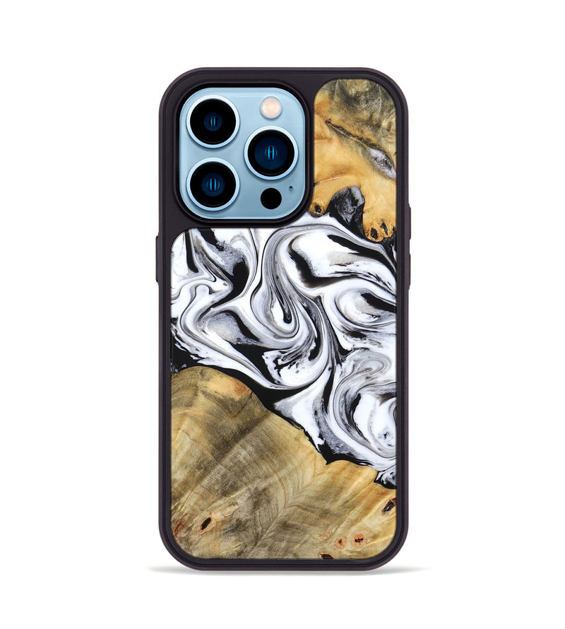 iPhone 14 Pro Wood Phone Case - Cayson (Black & White, 777153)