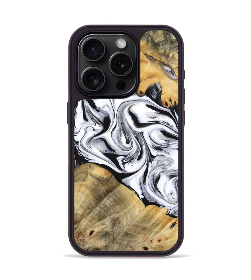 iPhone 15 Pro Wood Phone Case - Cayson (Black & White, 777153)
