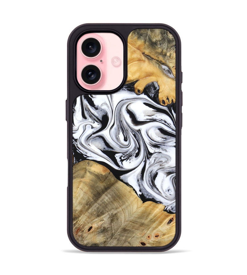 iPhone 16 Wood Phone Case - Cayson (Black & White, 777153)