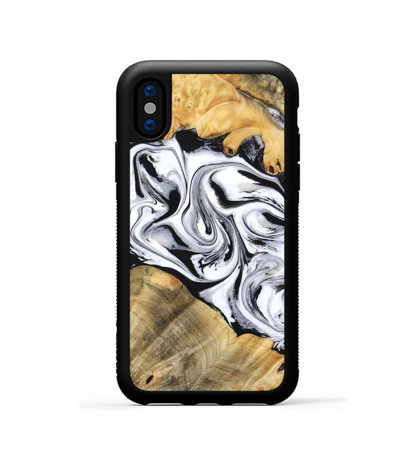 iPhone Xs Wood Phone Case - Cayson (Black & White, 777153)