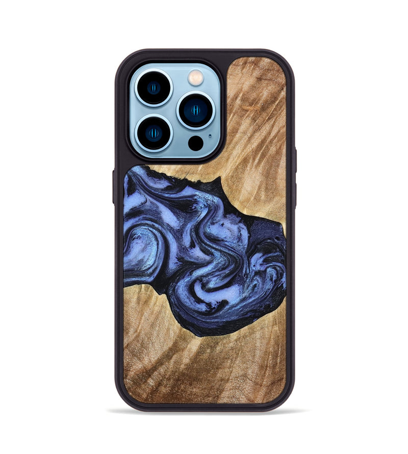 iPhone 14 Pro Wood Phone Case - Semaj (Blue, 777167)