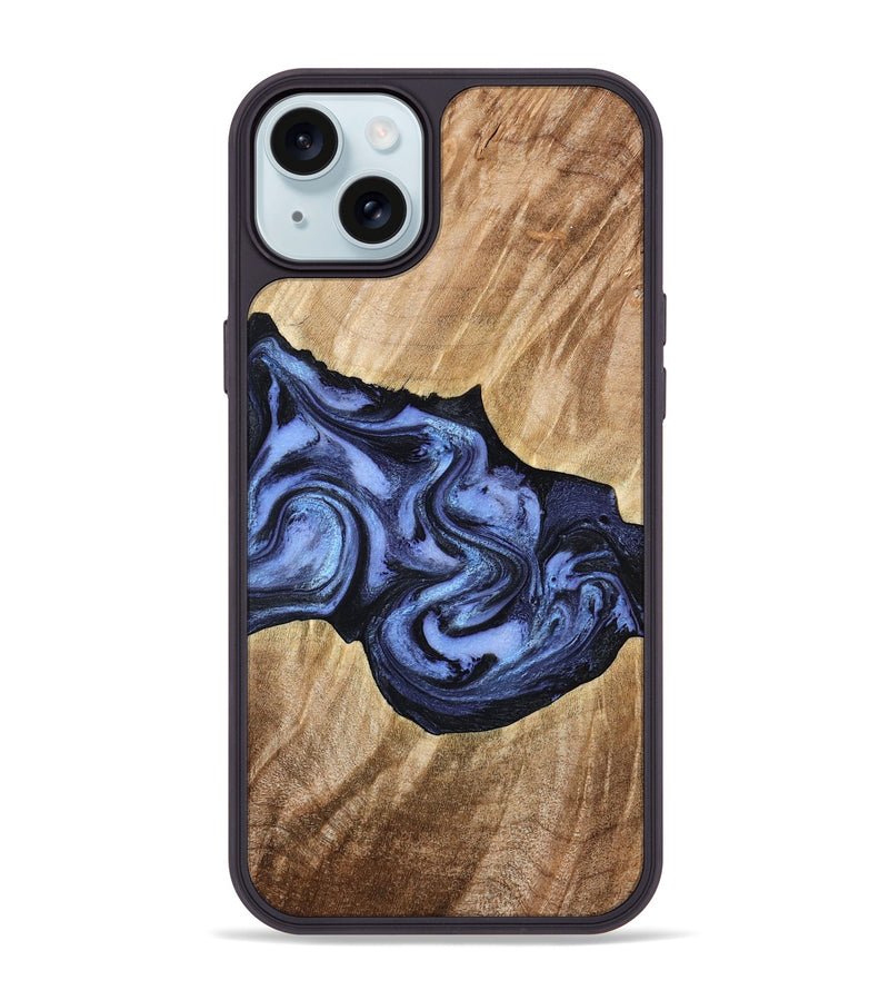 iPhone 15 Plus Wood Phone Case - Semaj (Blue, 777167)
