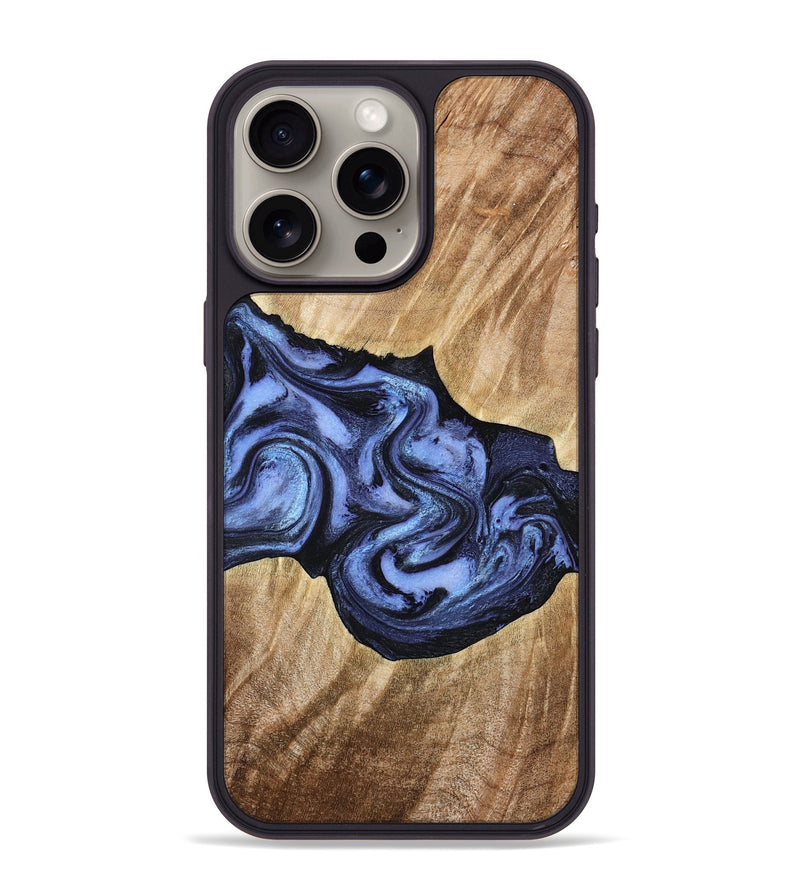 iPhone 15 Pro Max Wood Phone Case - Semaj (Blue, 777167)