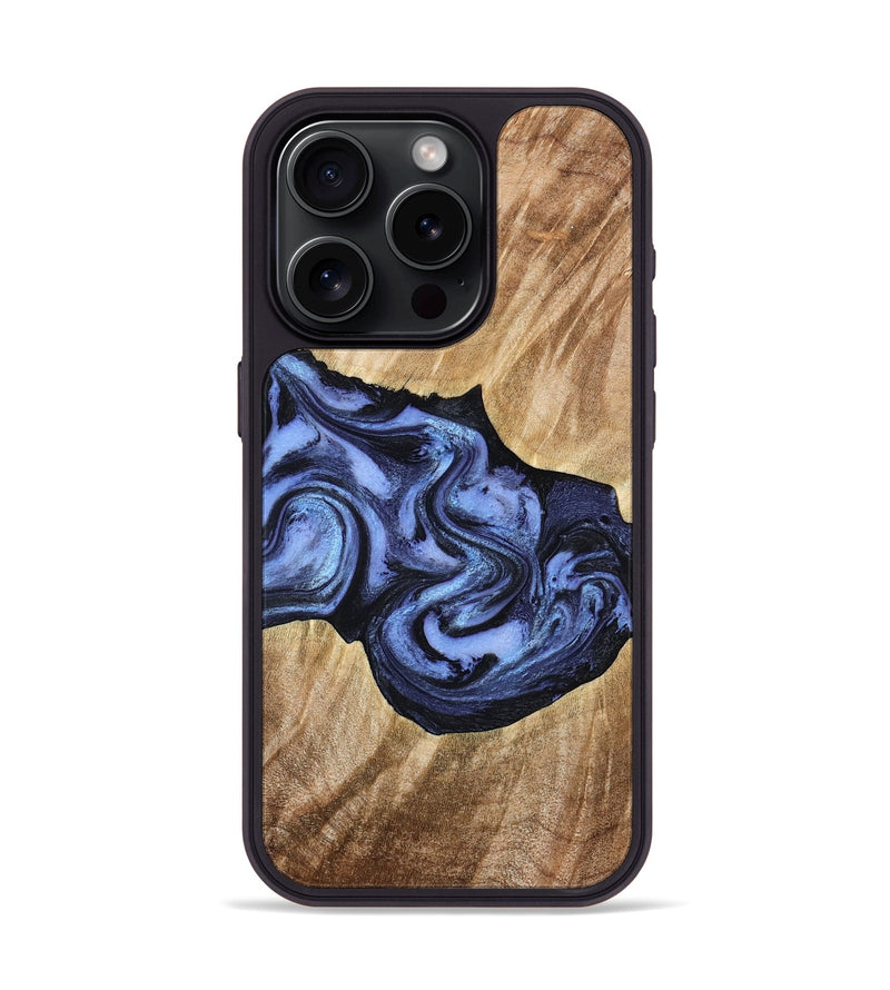 iPhone 15 Pro Wood Phone Case - Semaj (Blue, 777167)