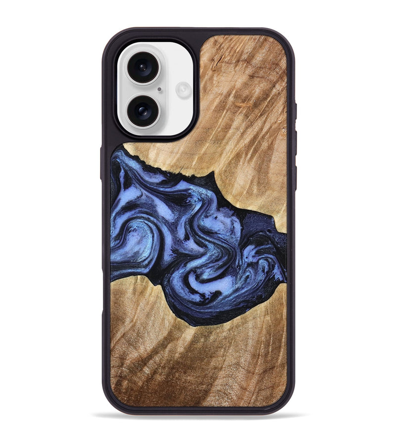 iPhone 16 Plus Wood Phone Case - Semaj (Blue, 777167)