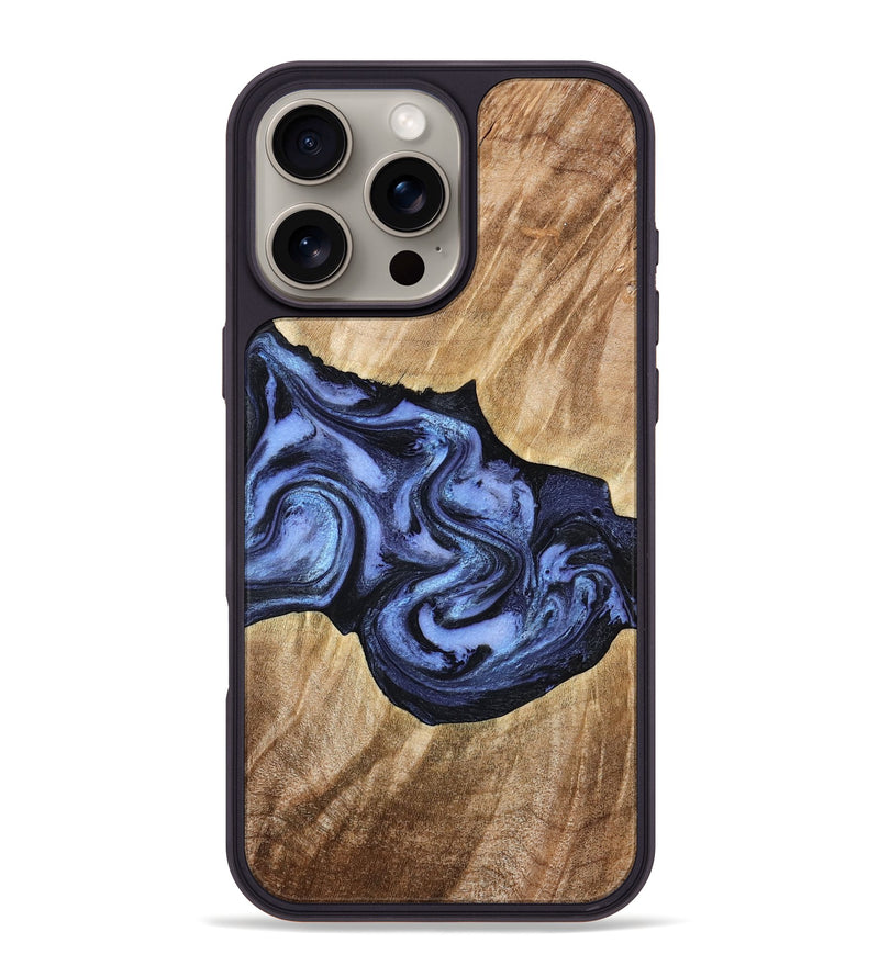 iPhone 16 Pro Max Wood Phone Case - Semaj (Blue, 777167)