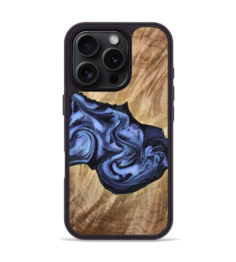 iPhone 16 Pro Wood Phone Case - Semaj (Blue, 777167)