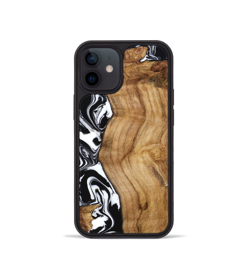 iPhone 12 mini Wood Phone Case - Belen (Black & White, 777566)