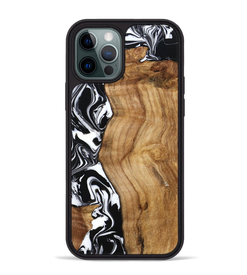 iPhone 12 Pro Max Wood Phone Case - Belen (Black & White, 777566)