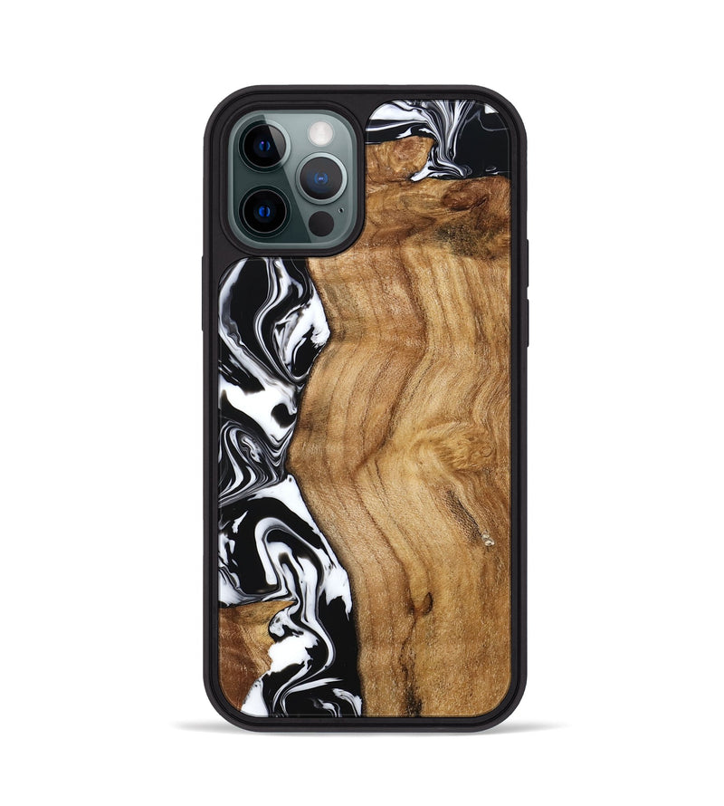 iPhone 12 Pro Wood Phone Case - Belen (Black & White, 777566)