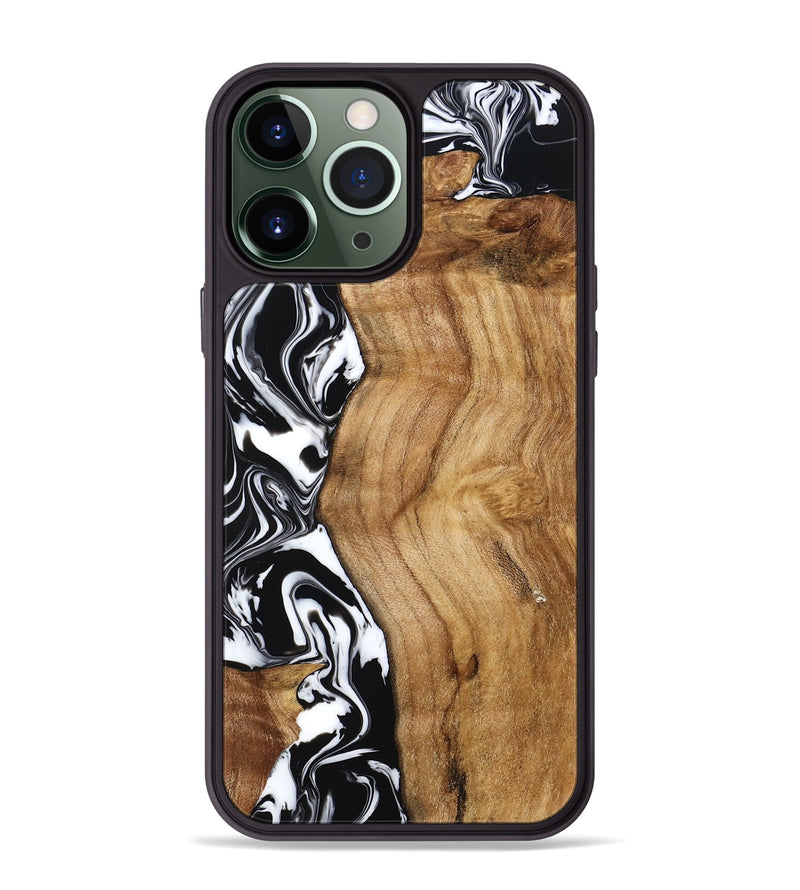 iPhone 13 Pro Max Wood Phone Case - Belen (Black & White, 777566)