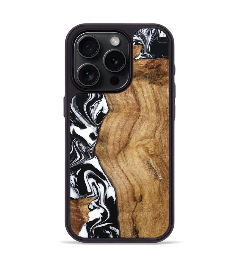 iPhone 15 Pro Wood Phone Case - Belen (Black & White, 777566)