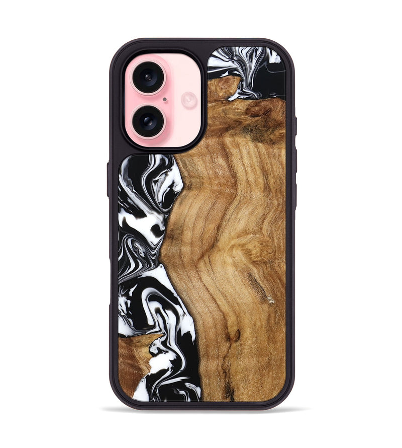 iPhone 16 Wood Phone Case - Belen (Black & White, 777566)