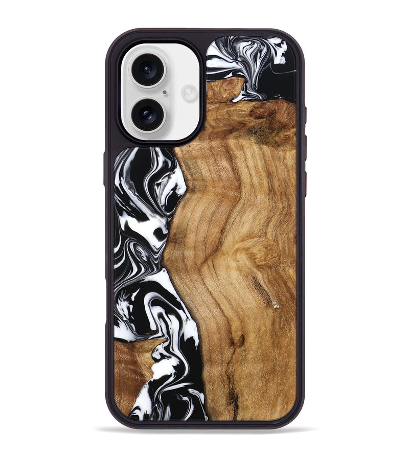 iPhone 16 Plus Wood Phone Case - Belen (Black & White, 777566)