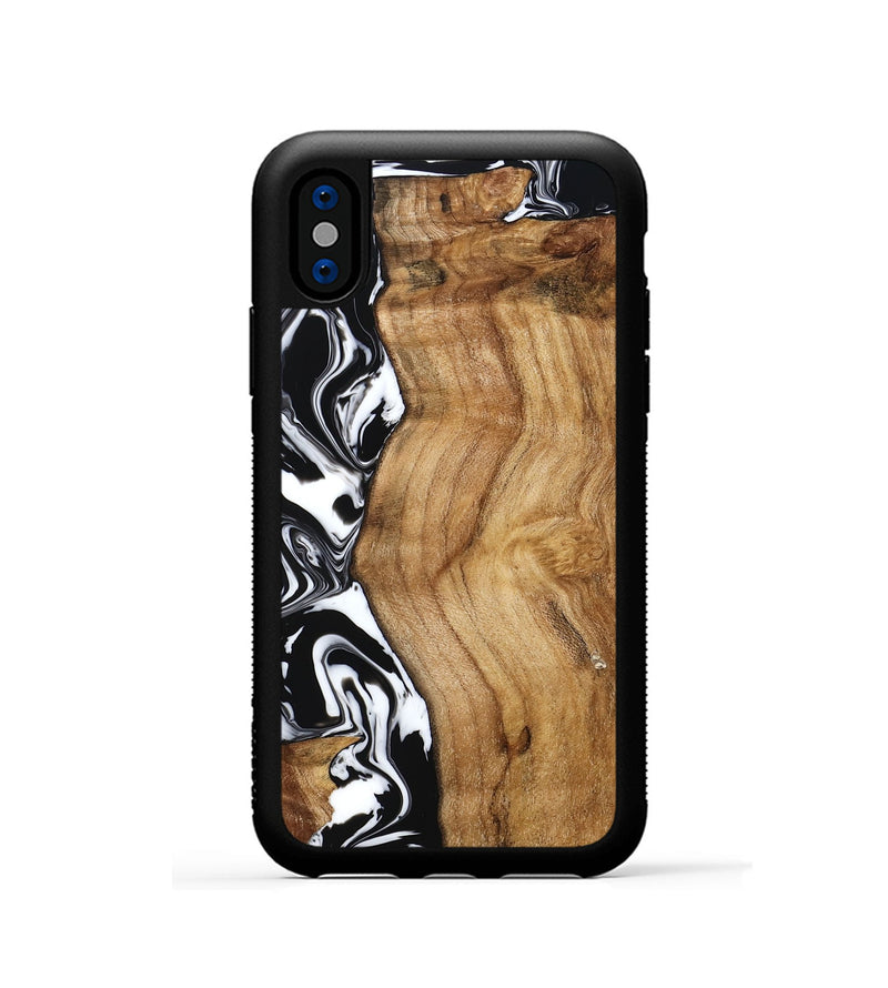iPhone Xs Wood Phone Case - Belen (Black & White, 777566)