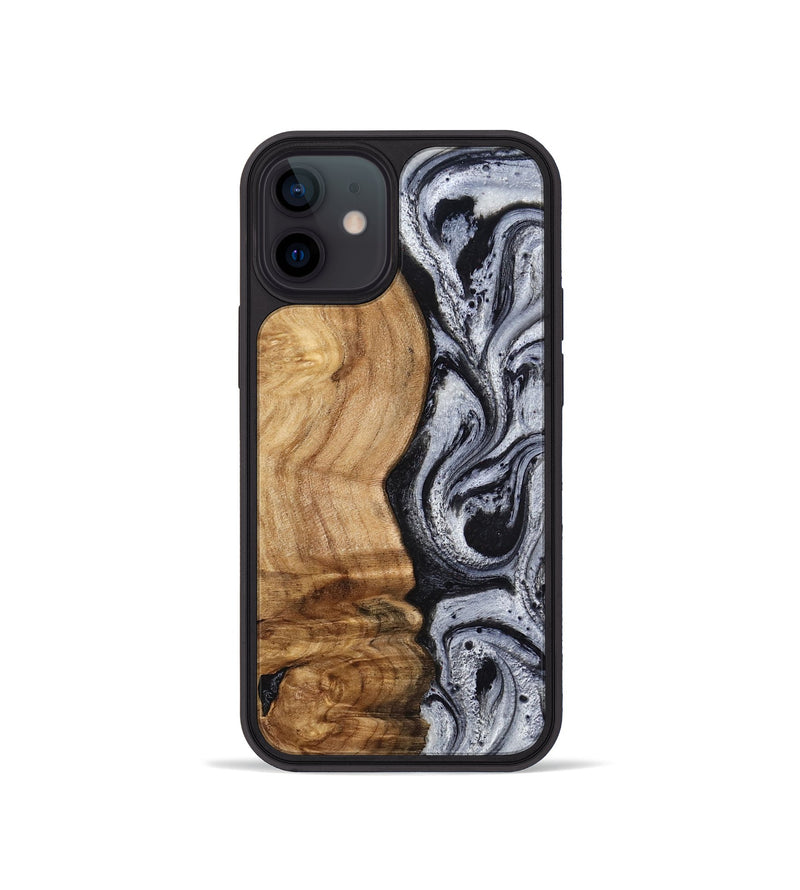 iPhone 12 mini Wood Phone Case - Eulalia (Black & White, 777567)