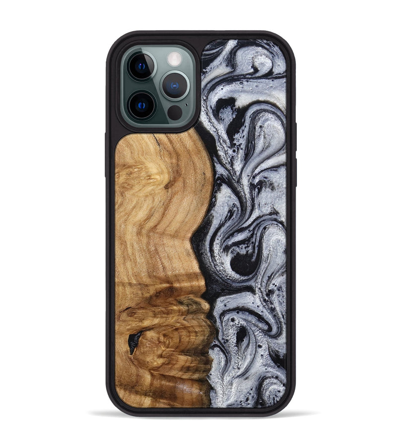 iPhone 12 Pro Max Wood Phone Case - Eulalia (Black & White, 777567)