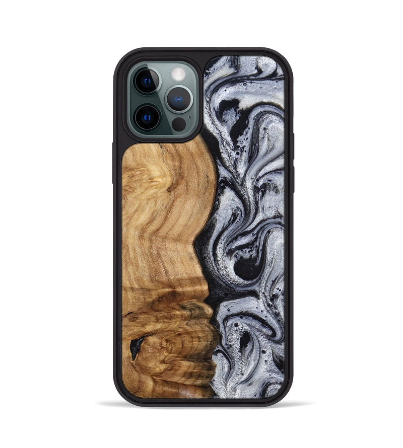 iPhone 12 Pro Wood Phone Case - Eulalia (Black & White, 777567)