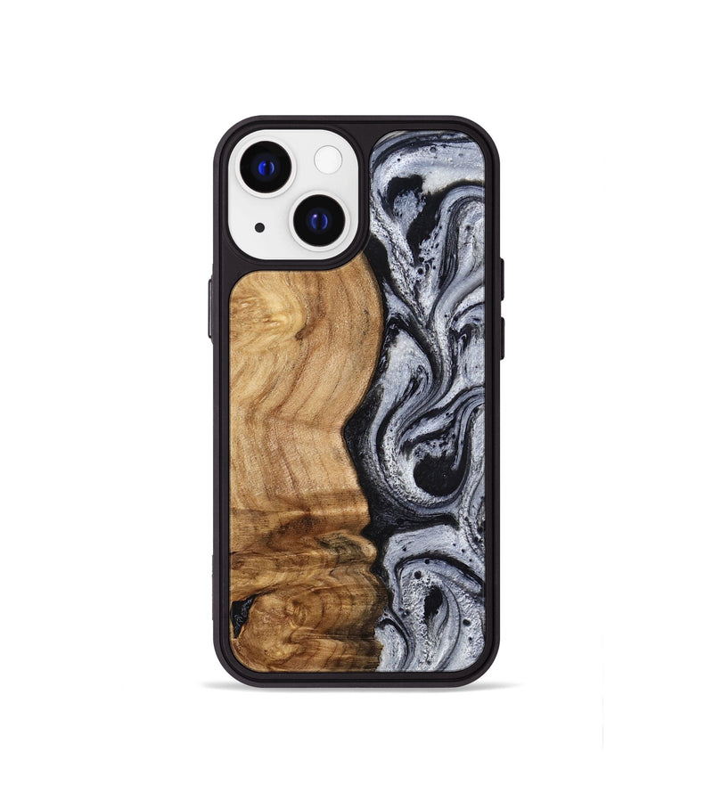 iPhone 13 mini Wood Phone Case - Eulalia (Black & White, 777567)