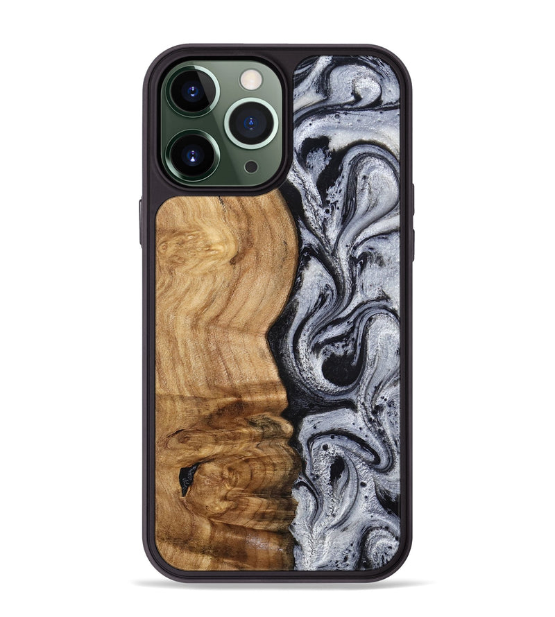 iPhone 13 Pro Max Wood Phone Case - Eulalia (Black & White, 777567)