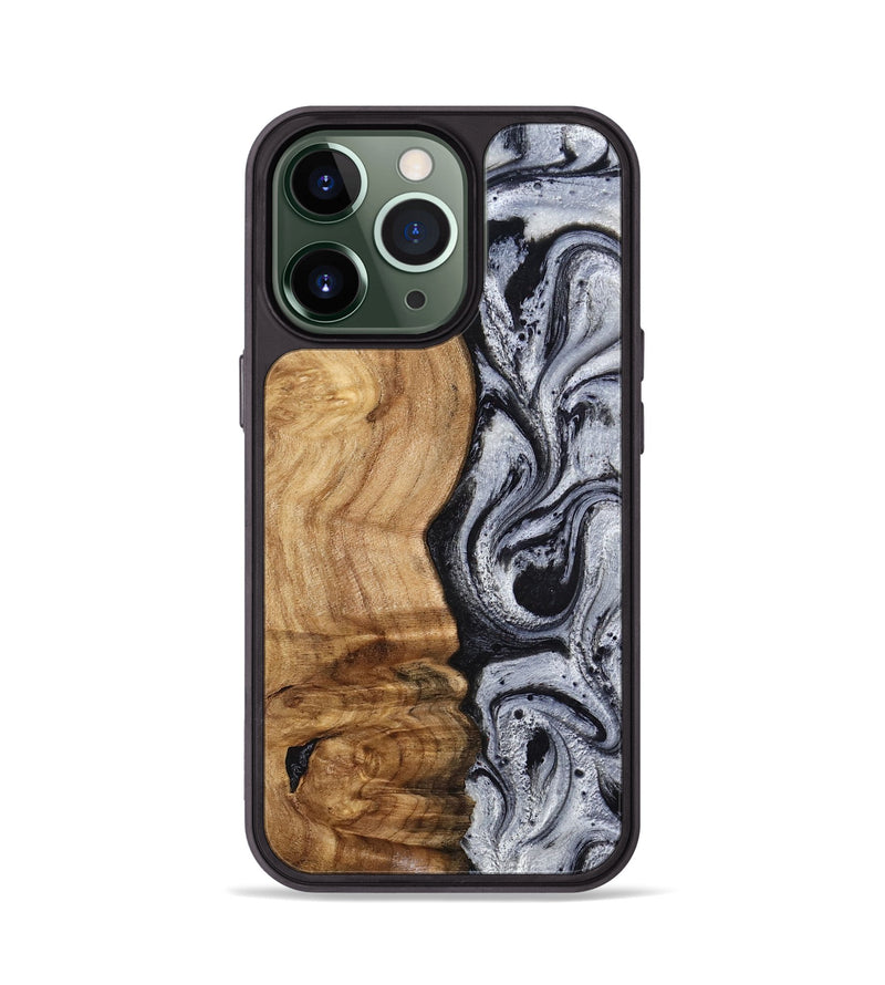 iPhone 13 Pro Wood Phone Case - Eulalia (Black & White, 777567)