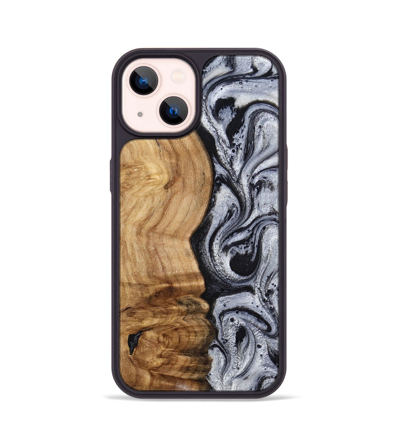 iPhone 14 Wood Phone Case - Eulalia (Black & White, 777567)
