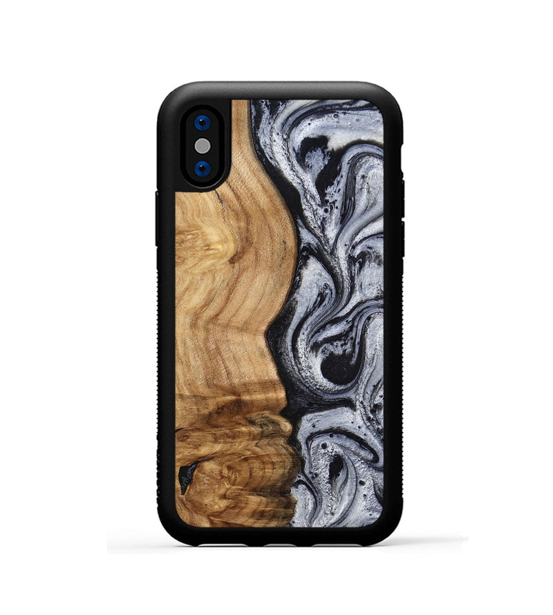 iPhone Xs Wood Phone Case - Eulalia (Black & White, 777567)