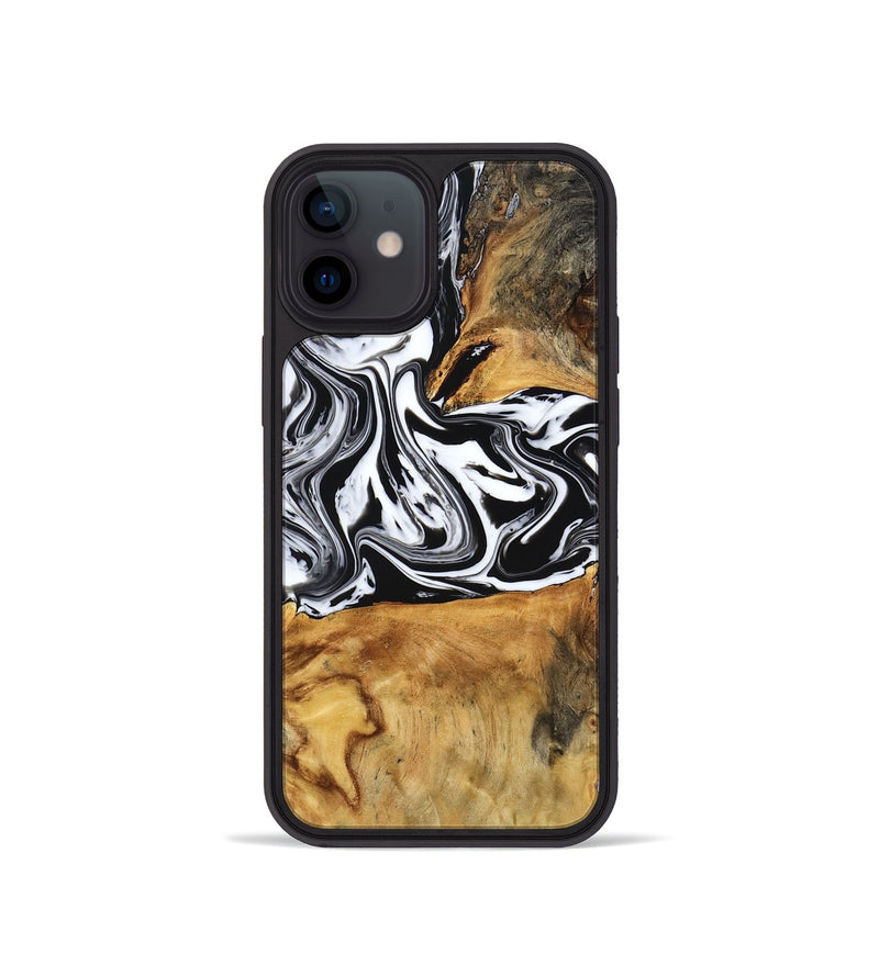 iPhone 12 mini Wood Phone Case - Laisha (Black & White, 777573)