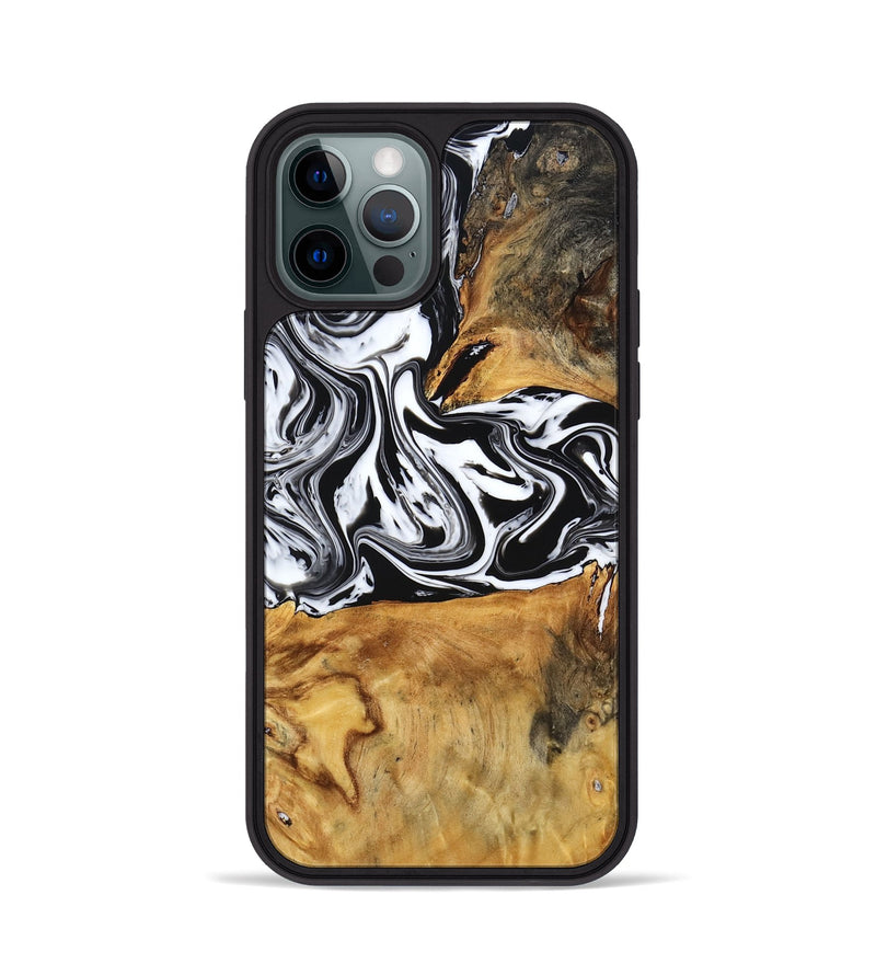 iPhone 12 Pro Wood Phone Case - Laisha (Black & White, 777573)