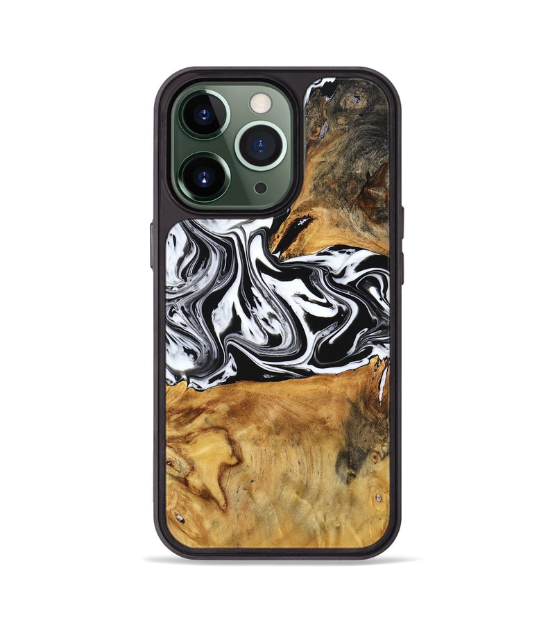iPhone 13 Pro Wood Phone Case - Laisha (Black & White, 777573)