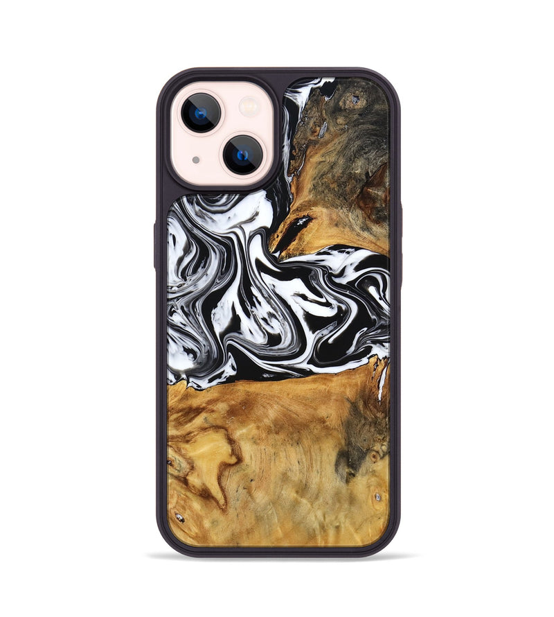 iPhone 14 Wood Phone Case - Laisha (Black & White, 777573)