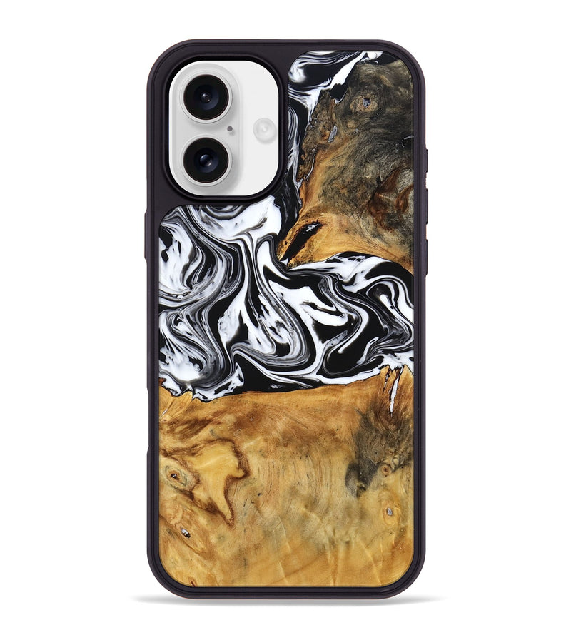 iPhone 16 Plus Wood Phone Case - Laisha (Black & White, 777573)