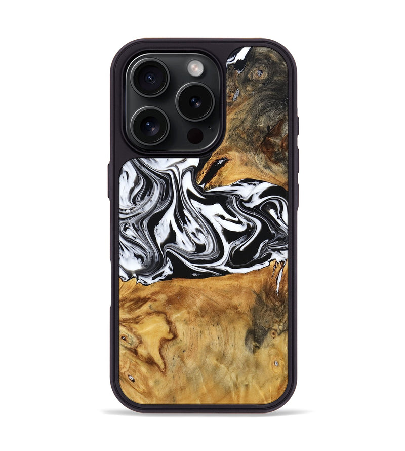 iPhone 16 Pro Wood Phone Case - Laisha (Black & White, 777573)