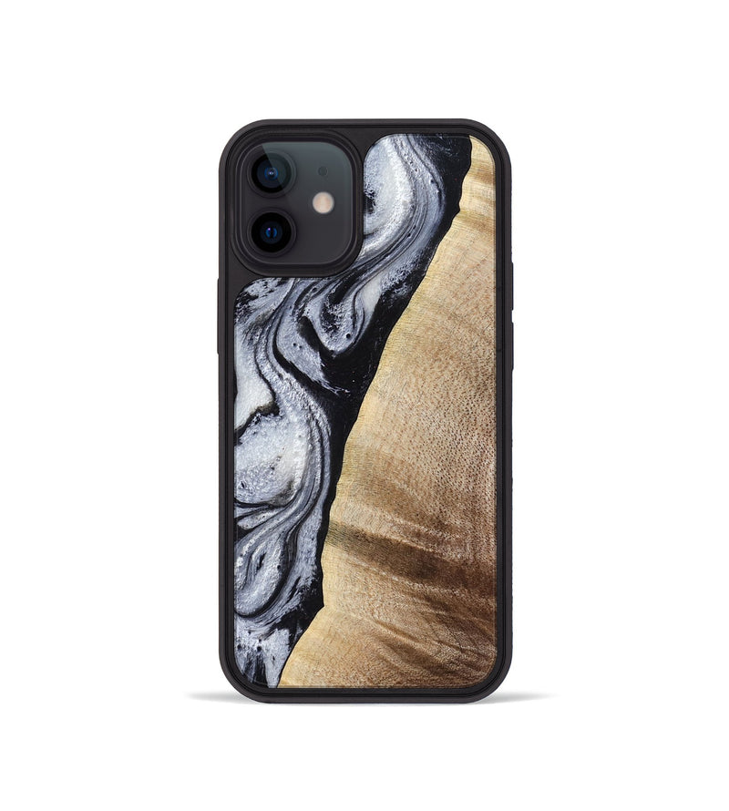 iPhone 12 mini Wood Phone Case - Kate (Black & White, 777574)