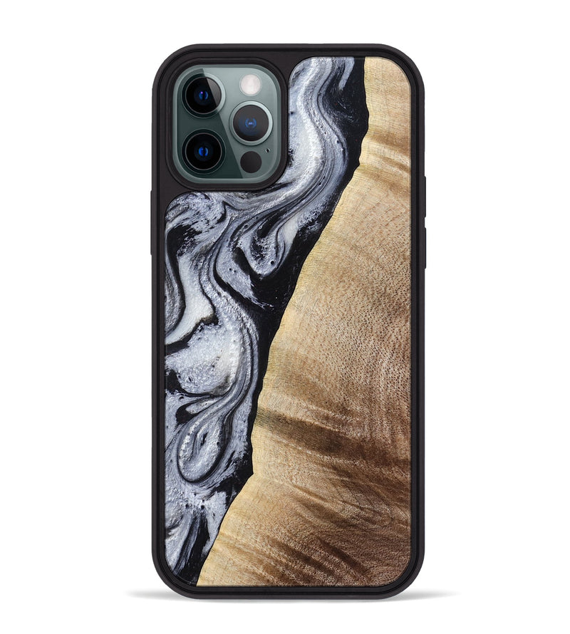iPhone 12 Pro Max Wood Phone Case - Kate (Black & White, 777574)