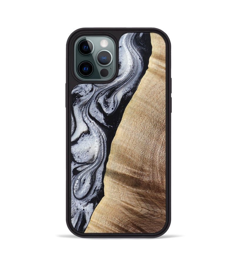 iPhone 12 Pro Wood Phone Case - Kate (Black & White, 777574)