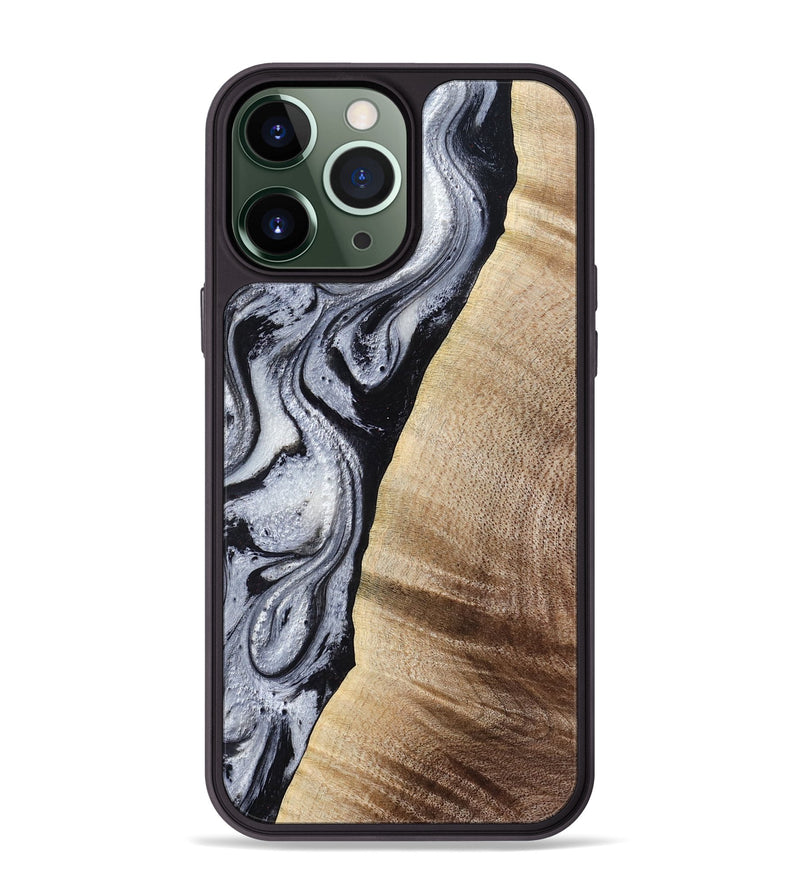iPhone 13 Pro Max Wood Phone Case - Kate (Black & White, 777574)