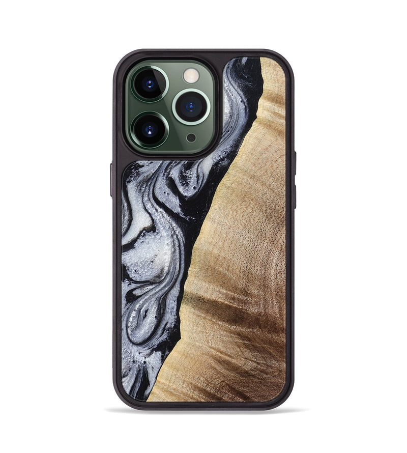 iPhone 13 Pro Wood Phone Case - Kate (Black & White, 777574)