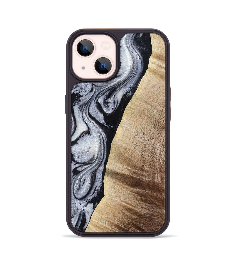 iPhone 14 Wood Phone Case - Kate (Black & White, 777574)